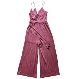 Sienna Sky Pink Romper Jumpsuit Spaghetti Strap Wide Leg V-Neck Lagenlook XS